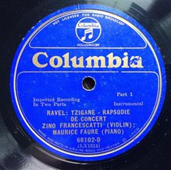 Download Zino Francescatti, Maurice Faure Ravel - Tzigane Rapsodie De Concert