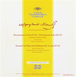 Download Wolfgang Amadeus Mozart, Christoph Stepp, Münchener Kammerorchester, Gastone Tassinari, Camerata Academica Des Salzburger Mozarteums, Bernhard Paumgartner - Divertimento D dur KV 136 Divertimento B dur KV 137 Konzert Für Flöte Und Orchester Nr 1 G dur KV 313