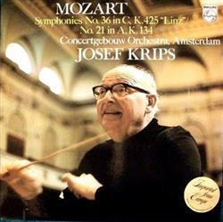 Download Mozart Concertgebouw Orchestra, Amsterdam, Josef Krips - Symphonies No 36 In C K 425 Linz No 21 In A K 134