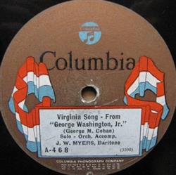 Download J W Myers Henry Burr And James Hall - Virginia Song Red Wing