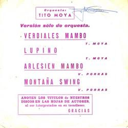 Download Orquesta Tito Moya - Verdiales MamboLupinoArlesien MamboMontaña Swing